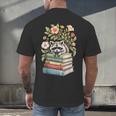Raccoon Books Reading Flowers Men's Back Print T-Shirt Raccoon Books Reading Flowers Men's Back Print T-Shirt