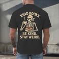 Read Books Be Kind Stay Weird Skeleton Reading Coffee Goth Men's Back Print T-Shirt