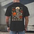 Read In Peace Skeleton Reading Book Halloween Teacher Men's Back Print T-Shirt