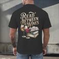 Read Between The Wines Vintage Book Lovers Wine Reading Men's Back Print T-Shirt Read Between The Wines Vintage Book Lovers Wine Reading Men's Back Print T-Shirt