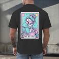 The Reader Retro Reading Skeleton Books Flowers Tarot Card Men's Back Print T-Shirt
