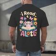 Reading Axolotl Book Lover Wildflowers Men's Back Print T-Shirt