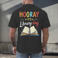 Reading Books Bibliophile Hooray It's Library Day Men's Back Print T-Shirt