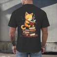 Reading Cat Books Cute Men's Back Print T-Shirt