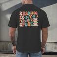 Reading Is My Favorite Sport Retro Groovy Book Lovers Men's Back Print T-Shirt Reading Is My Favorite Sport Retro Groovy Book Lovers Men's Back Print T-Shirt