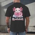 Readsalotl Axolotl Reading Cute Book Lover Bookworm Men's Back Print T-Shirt Readsalotl Axolotl Reading Cute Book Lover Bookworm Men's Back Print T-Shirt