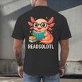 Readsolotl Kawaii Axolotl Reading Book Lover Men's Back Print T-Shirt
