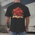 Red Roses Flowers Book Floral Men's Back Print T-Shirt