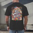 Retro Floral Red & Booked Library Reading 4th Of July Men's Back Print T-Shirt Retro Floral Red & Booked Library Reading 4th Of July Men's Back Print T-Shirt