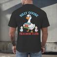 Silly Goose With Books Teacher Club School Educator Men's Back Print T-Shirt Silly Goose With Books Teacher Club School Educator Men's Back Print T-Shirt