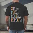 Sip Coffee Pet Cats Read Books Repeat Book Cat Lover Men's Back Print T-Shirt