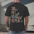 Sip Tea Pet Cats Read Books Repeat Book Cat Lover Men's Back Print T-Shirt