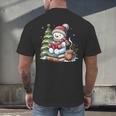 Snowman Reading Book Lovers Christmas Librarian Bookworm Men's Back Print T-Shirt Snowman Reading Book Lovers Christmas Librarian Bookworm Men's Back Print T-Shirt