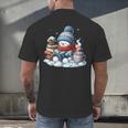 Snowman Reading Books Lovers Librarian Bookworm Christmas Men's Back Print T-Shirt