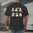 Snowman Reading Books Teacher Christmas Librarian Bookworm Men's Back Print T-Shirt