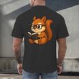 Squirrel Reading Book Lover Men's Back Print T-Shirt Squirrel Reading Book Lover Men's Back Print T-Shirt