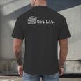 Stack Of Books Get Lit Book Reading Reader Men's Back Print T-Shirt