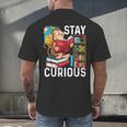 Stay Curious Monkey Reading Book Lover Bookworm Men's Back Print T-Shirt