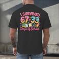 Survived 67 Days Of School Ice Cream Drip Apple Pencil Book Men's Back Print T-Shirt Survived 67 Days Of School Ice Cream Drip Apple Pencil Book Men's Back Print T-Shirt