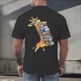 Teacher Shirt Giraffe Holding Books Bookworm Librarian Men's Back Print T-Shirt Teacher Shirt Giraffe Holding Books Bookworm Librarian Men's Back Print T-Shirt