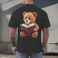 Teddy Bear Reading a Book Men's Back Print T-Shirt