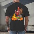 Turkey Reading Books Fall Thanksgiving Teacher Book Men's Back Print T-Shirt