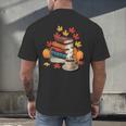 Vintage Books Tea Lovers Fall Autumn Leaves And Pumpkins Men's Back Print T-Shirt