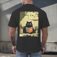 Vintage Japanese Cat Book Lovers Librarian Cat Dad Teacher Men's Back Print T-Shirt Vintage Japanese Cat Book Lovers Librarian Cat Dad Teacher Men's Back Print T-Shirt