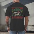 All I Want For Christmas Is A Dragon & Books Ugly Sweater Men's Back Print T-Shirt All I Want For Christmas Is A Dragon & Books Ugly Sweater Men's Back Print T-Shirt