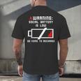 Warning Social Battery Is Low Introvert Shirt Men's Back Print T-Shirt