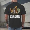 Wild About Reading Books Animal Theme Bookworm Library Day Men's Back Print T-Shirt
