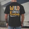 Wild About Reading Lover Bookworm Library Teacher Zoo Animal Men's Back Print T-Shirt Wild About Reading Lover Bookworm Library Teacher Zoo Animal Men's Back Print T-Shirt