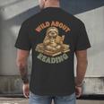 Wild About Reading Sloth Coffee Teacher Book Lover Men's Back Print T-Shirt