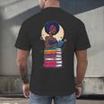 Woman And Books Stack Afro Girl Reading Lover Men's Back Print T-Shirt Woman And Books Stack Afro Girl Reading Lover Men's Back Print T-Shirt