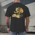 Women's Dragon Bookworm Reading Book Graphic Men's Back Print T-Shirt Women's Dragon Bookworm Reading Book Graphic Men's Back Print T-Shirt