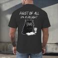 Women's First Of All I’m A Delight Cute Cat Books Coffee Humor Men's Back Print T-Shirt