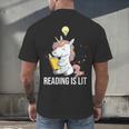 Women's Reading Is Lit Unicorn Library English Teacher Book Lover Men's Back Print T-Shirt