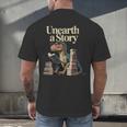 Women's Unearth A Story Dinosaur Reading a Library Book Men's Back Print T-Shirt Women's Unearth A Story Dinosaur Reading a Library Book Men's Back Print T-Shirt