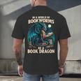 In a World Of Bookworms Be a Book Dragon Reading Men's Back Print T-Shirt In a World Of Bookworms Be a Book Dragon Reading Men's Back Print T-Shirt