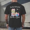 Yarn Quote Easily Distracted By Books And Yarn Reader Men's Back Print T-Shirt