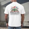 Abibliophobia Noun The Fear Of Running Out Of Books To Read Men's Back Print T-Shirt Abibliophobia Noun The Fear Of Running Out Of Books To Read Men's Back Print T-Shirt