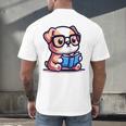 Adorable Book Lover Bulldog With Reading Glasses Cute Raglan Baseball Tee Men's Back Print T-Shirt