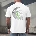 Astronaut Reading Book To Alien Moon Space Women Kids Men Premium Tri-Blend Men's Back Print T-Shirt