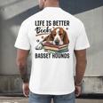 Basset Hound Dog Breed Life Is Better With Books And a For Men Women Girls Kids Men's Back Print T-Shirt