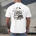 Boo Skeleton Skull Books Halloween Women School Teacher Kid Premium Men's Back Print T-Shirt