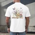 Book Flowers And Butterfly Beautiful Reading Reader Graphic Men's Back Print T-Shirt Book Flowers And Butterfly Beautiful Reading Reader Graphic Men's Back Print T-Shirt