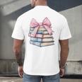 Book Lover Coquette Bow Pink Dainty Ribbon Cute Bookworm Men's Back Print T-Shirt