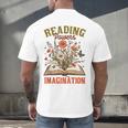 Book Lover Reading Bookish Floral Reading Powers Imagination Men's Back Print T-Shirt Book Lover Reading Bookish Floral Reading Powers Imagination Men's Back Print T-Shirt