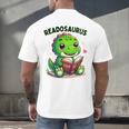 Book Lover Reading Dinosaur Readosaurus Library Men's Back Print T-Shirt