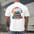 “Books Coffee & Yarn Enthusiast Cozy Reader Men's Back Print T-Shirt